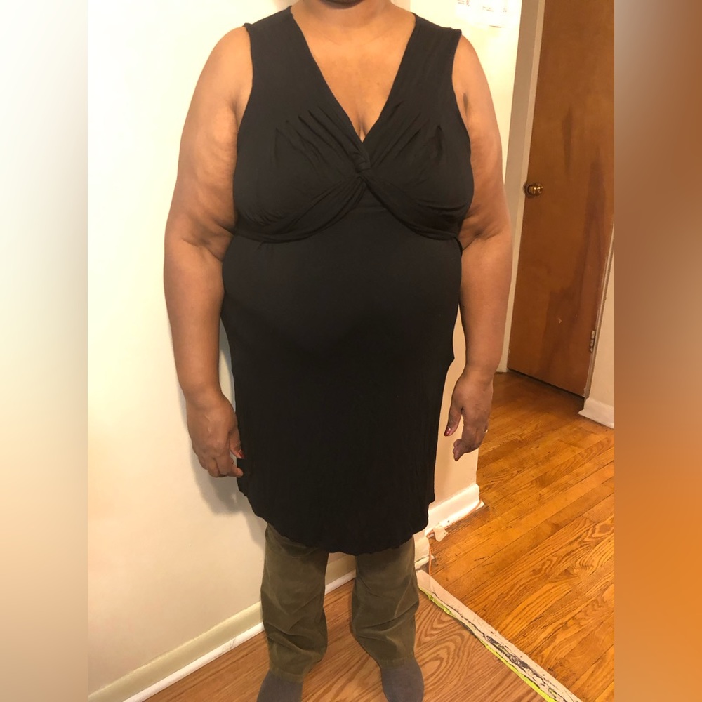 Black midi dress with crisscross detailing